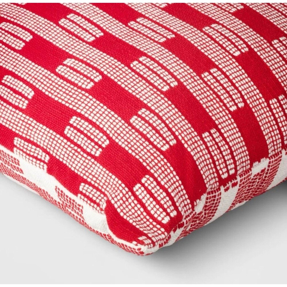Threshold Square Decorative Throw Pillow Cotton Christmas Decor Ivory/Red 24x24" - Picture 5 of 5